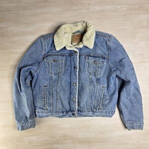 Levi's Sherpa Lined Denim JeanTrucker‎ Jacket Women's Size XL
